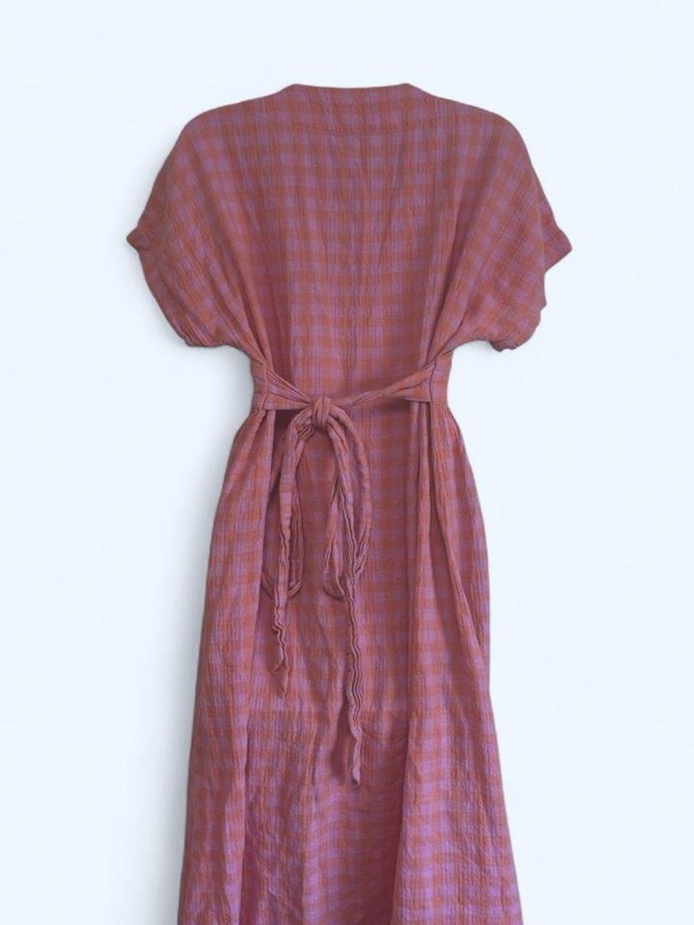 Hatch Maternity Pink & Orange Gingham Tie Back Maxi Dress S - Picture 3 of 3